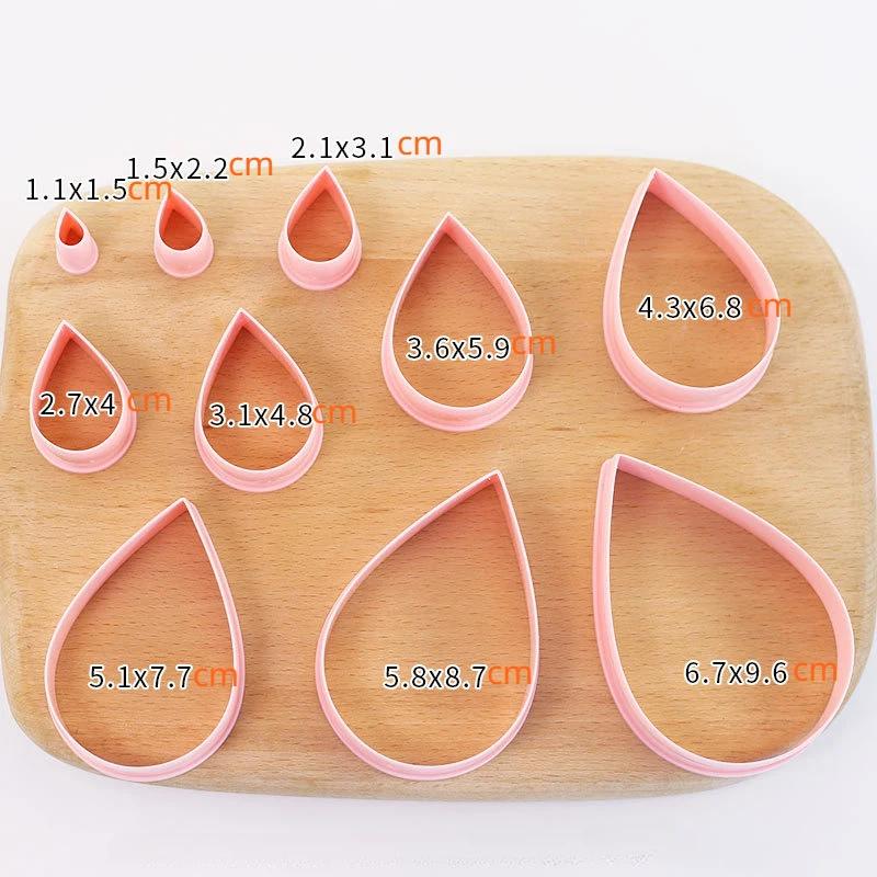 

10PCS Droplets Cookie Cutter Set Molds 1.5-9.6cm Water Droplets Shape Pastry Baking Mold Polymer Clay Cutters Fruit Cutter Mold