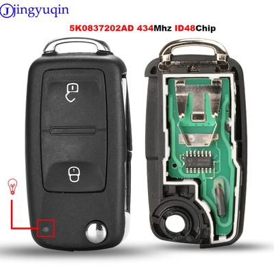 Jingyuqin 2B Diaľkový kľúč od auta 434MHz Čip ID48 Pre VW Volkswagen GOLF PASSAT Tiguan Polo Jetta Beetle 5K0 837 202AD 5K0837202AD