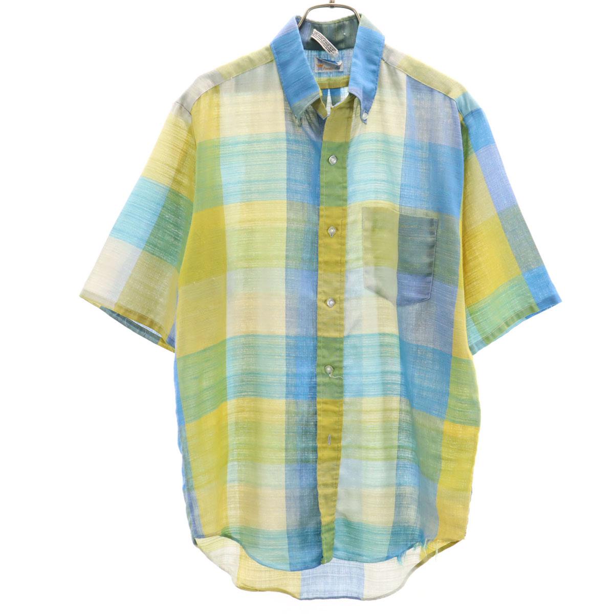 

TOWNCRAFT 70-е винтажная рубашка с коротким рукавом на пуговицах в клетку Мужская Б/У