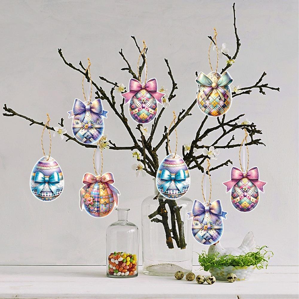 10pcs Easter Egg Decoration Small Hang Tag, Rabbit Carnival Party Decoration, Easter Egg Gift Label Decoration, Home Decoration.