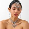 Tassel Pendant Necklace Earrings Hair Chain Set Forehead Chain Brow Center Pendant