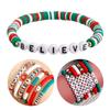 Christmas Beaded Bangle Festive Bohemian Colorful Bracelets 6/7Pcs Soft Clay Elastic Beaded Hand Chains Jewelry for Girl