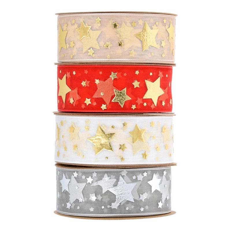 Ribbon Printing Stars Ribbon For Christmas Wedding Decoration Cake Ribbon Gift Wrapping DIY Sewing Handmand Art Craft