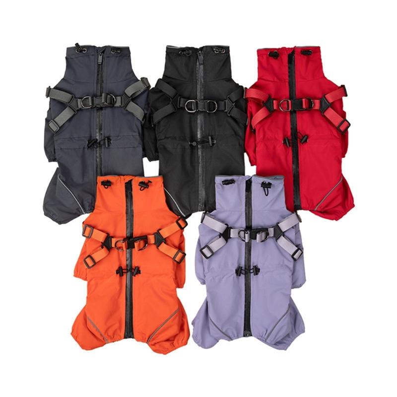 Regulable Dog Rain Jackets Snowproof Windproof Clothes Removable Dog Raincoats for Comfortable Dry Walks