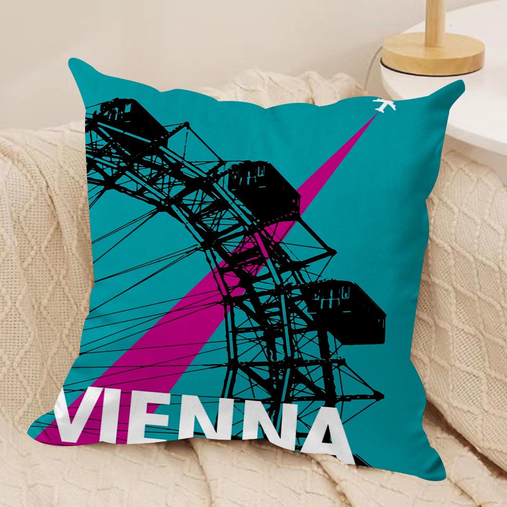 Vintage Retro Travel Cushion Cover Soft Plush Fabric DoubleSided Printed Cushion Covers for All Seasons Modern Home Decor