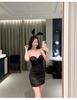 Korean Slimming Bow-Detail Ruched Bodycon Bandeau Dress for Women