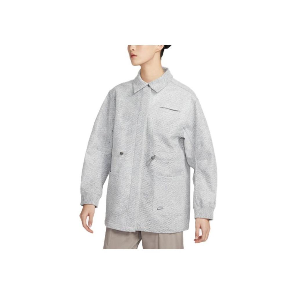 Nike Forward Mesh Collar Long Sleeve Jacket Women Outerwear Smoke-Grey DZ0749-077