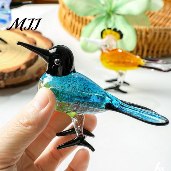 Crystal Glass Bird Collectibles Hand Blown Figurines, Colorful Mini Statues, Art Unique Crafts for Shelves Animal Ornaments Tea Table Bookshelf