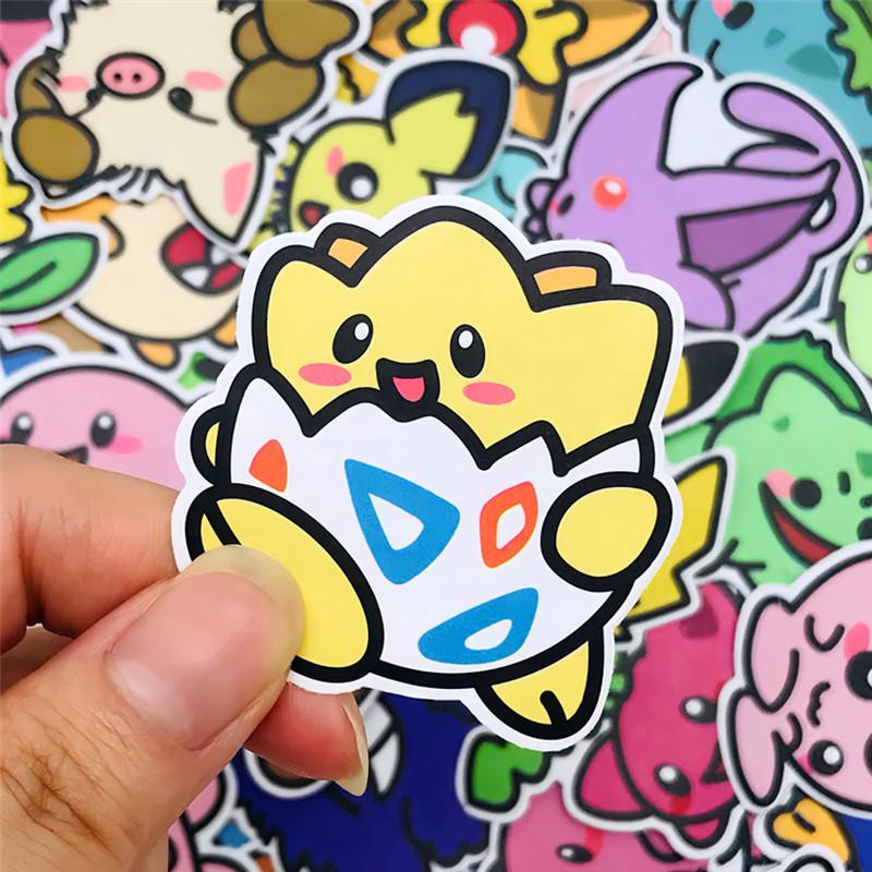 53PCS Kawaii Anime Pocket Monsters Stickers Pikachu DIY Laptop Luggage Skateboarding Mobile Cartoon Student Toys Gift Stickers