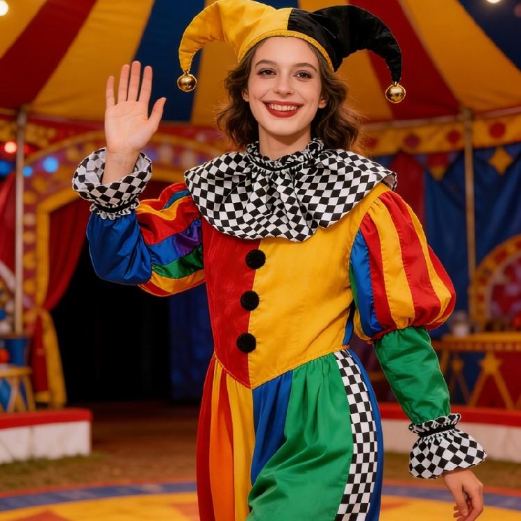 Clown Roleplay Cosplay Costume Outfit Halloween Clown Dressing Up Set Clown Collar Clow Gloves Hand Sleeves