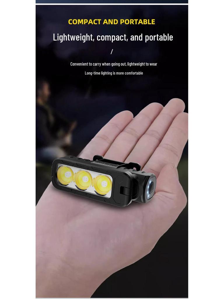 Multifunksjonell roterende magnetisk hodelykt med elektrisk display