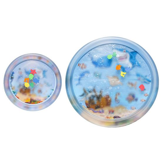 Pet Cooling Water Bed for Dog Cats Thickened Pet Water Sensory Play Mat Ocean Theme Interactive Self Play Toy with Floating Fish