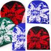 Unisex Jacquard Eye Flower Pattern Knitted Beanies Hat Fashionable Winter Warm Hiphop Bonnet Skull Hat for Men and Women