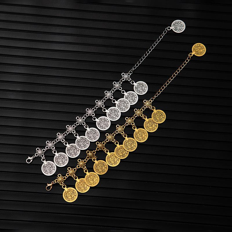 Vintage Bohemian Metal Tassel Barefoot Beach Foot Anklet Luxury Charm Coin Ankle Bracelet For Women Friendship Jewelry