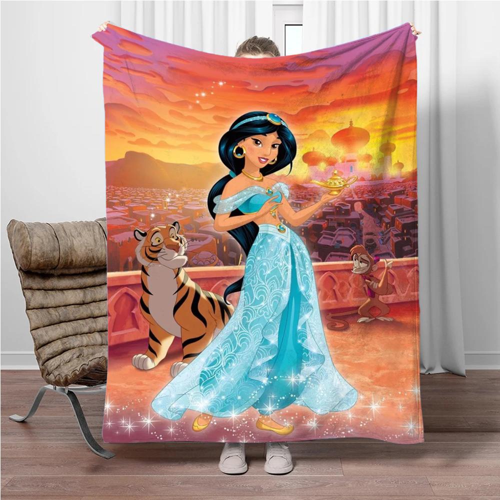 Aladdin Cartoon Princess Jasmine Children Warm Soft Blankets for Sofa Bed Cover Blanket Suitable for Birthday Souvenir Gifts