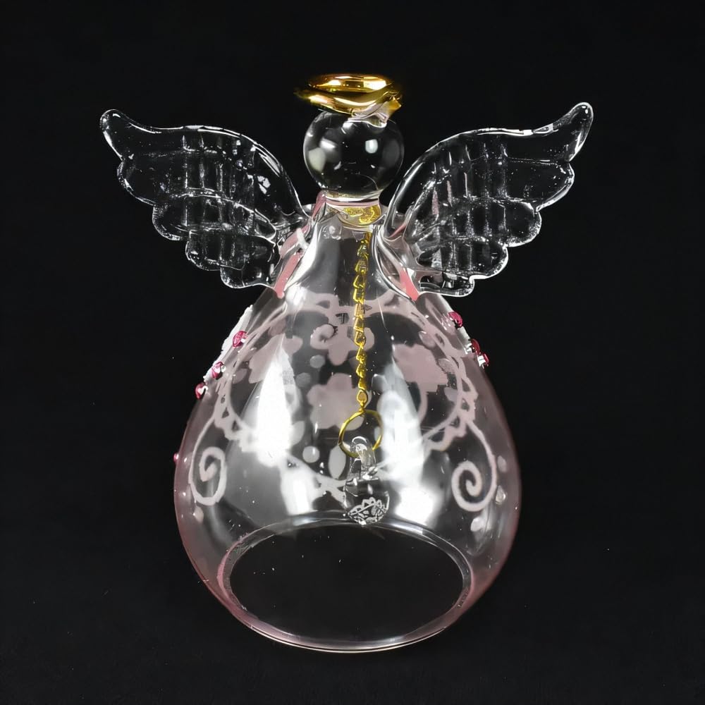 Fourcart Cute Handmade Glass Craft Sweet [Heart Angel Bell] Pink x 6-Piece Set