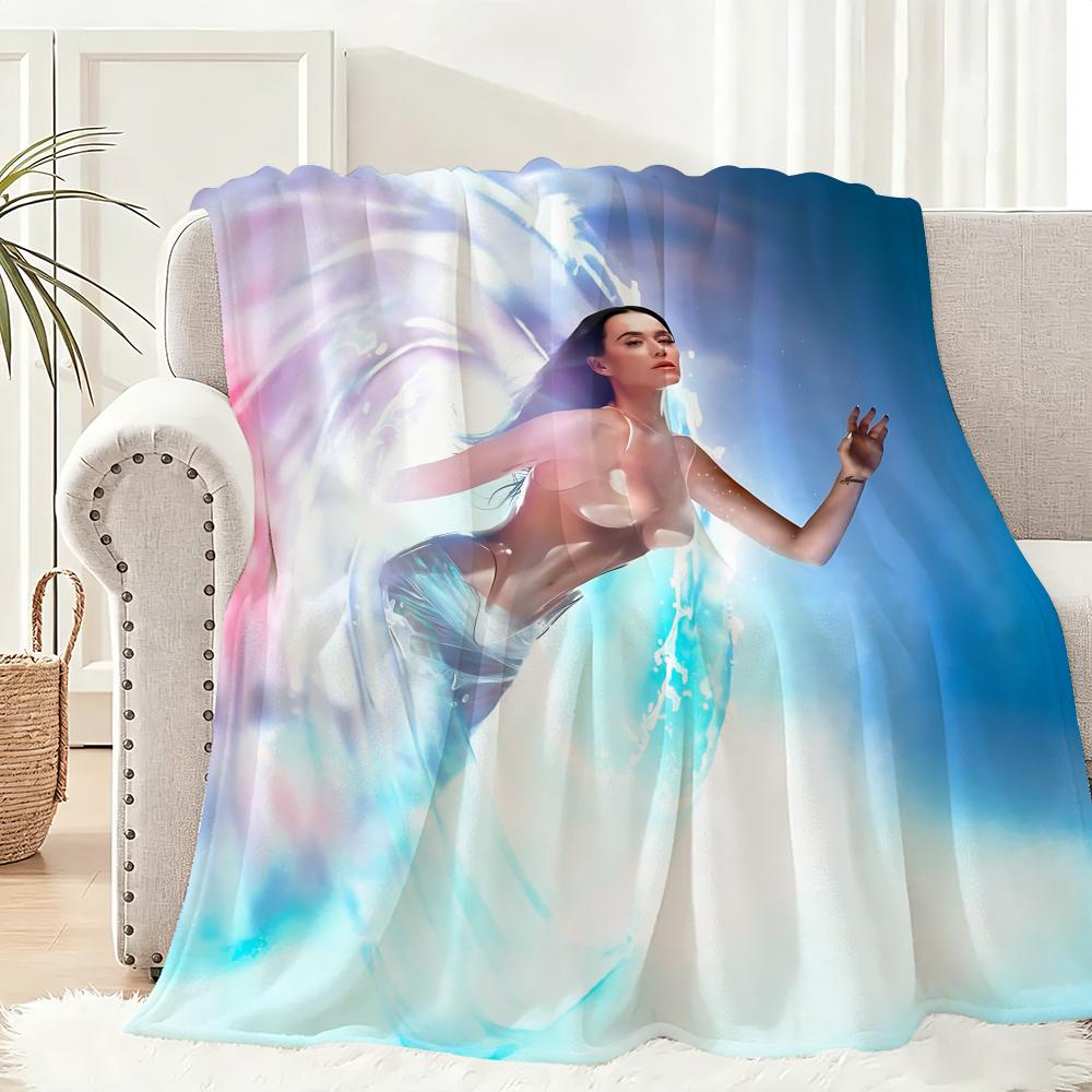 Singer K-Katy Perry Album Throw Lightweight 240g Flannel Blanket Soft Skin-friendly for Summer Cooling