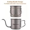 SOUUXIU Titanium Coffee Gooseneck Folding Drip with Lid Pot, 400ml, Spout, Handle, Ultralight, Outdoor-Friendly, Kettle, Odorless,