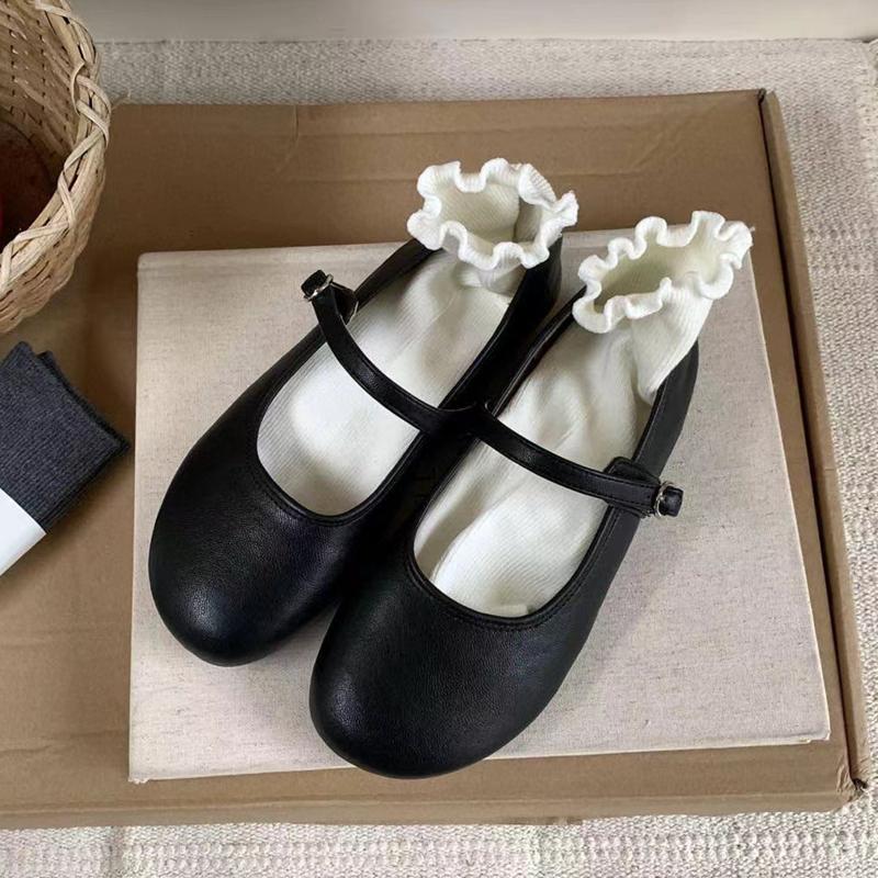 

Fashion SUOJIALUN Autumn Women Flat Shoes Fashion Round Toe Shallow Slip On Ladies Casual Mary Jane Shoe Soft Flat Heel Dress Single Sho 35