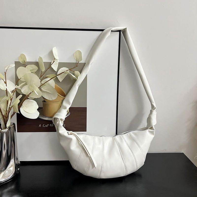 New Women's Bag Fashion Dumpling Crescent Breast Bag Niche Premium One Shoulder Croissant Silver White Black