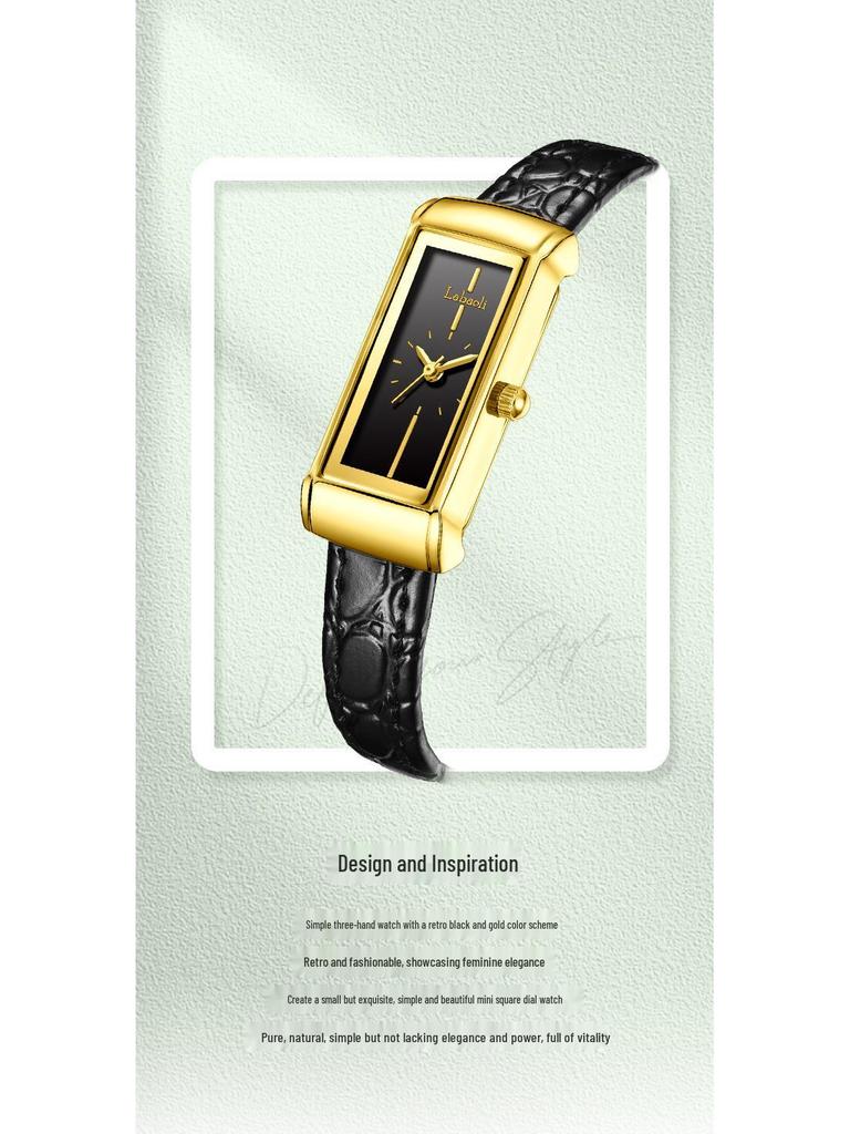 Reloj de Cuarzo Cuadrado para Mujer Laboli Estilo Retro con Correa de Cuero