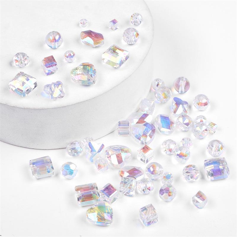 Glass Crystal and Pearl Square Heart Beads for DIY Handmade Bracelets