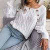 Women's Autumn and Winter Casual Square Collar Nail Buckle Twist Knitted Jumper