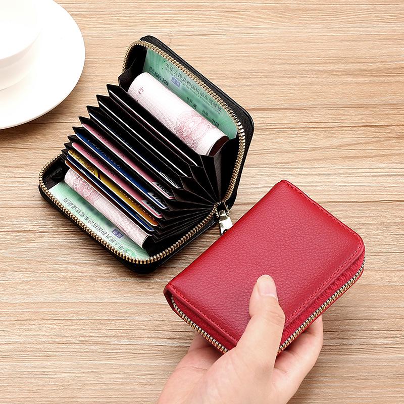 

Anti-Demagnetization Zipper Wallet: Unisex Compact Card Sleeve with Multiple Card Slots, Bank ID Holder, Large Capacity, and Driver s License Pocket