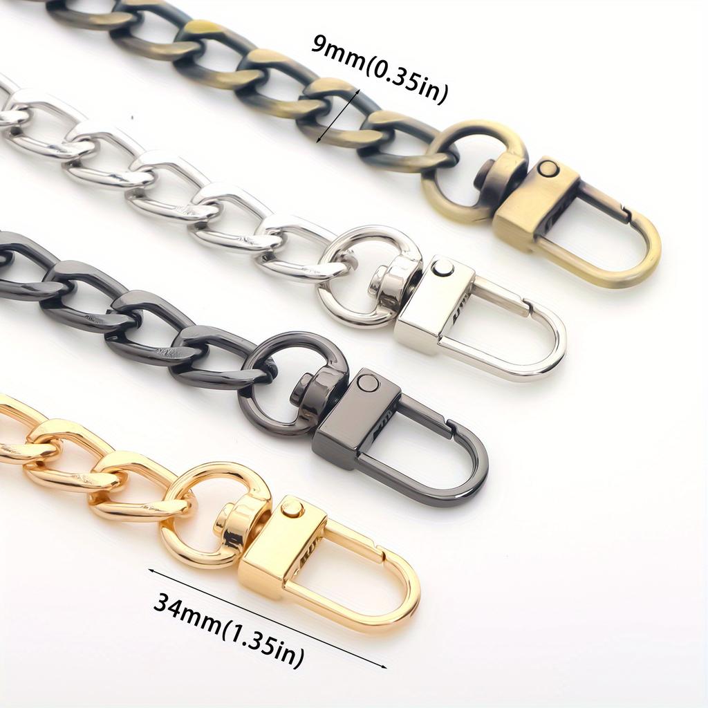 Purse Chain Strap Metal Shoulder Crossbody Replacement Bag Chain, Flat Chain Strap for DIY Purse Handbag