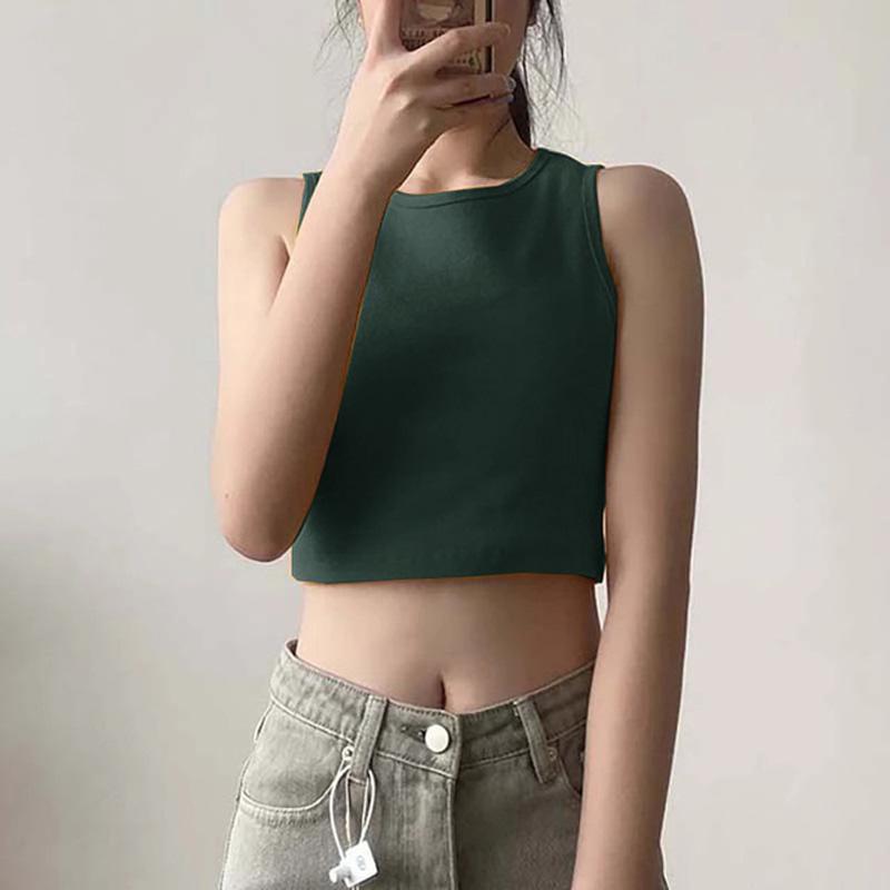 Letní nový dámský retro crop top s vysokým pasem zeštíhlující štíhlý krátký spodní top bez rukávů