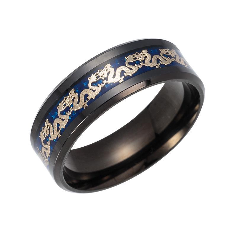 Elegant Retro Chinese Dragon Ring - Titanium Steel, Ethnic Style Jewelry