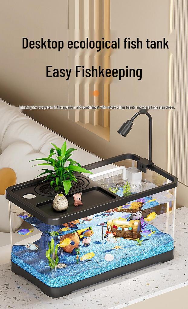Stolní akvárium s vysokou průhledností, ekologickým filtrem a okysličováním