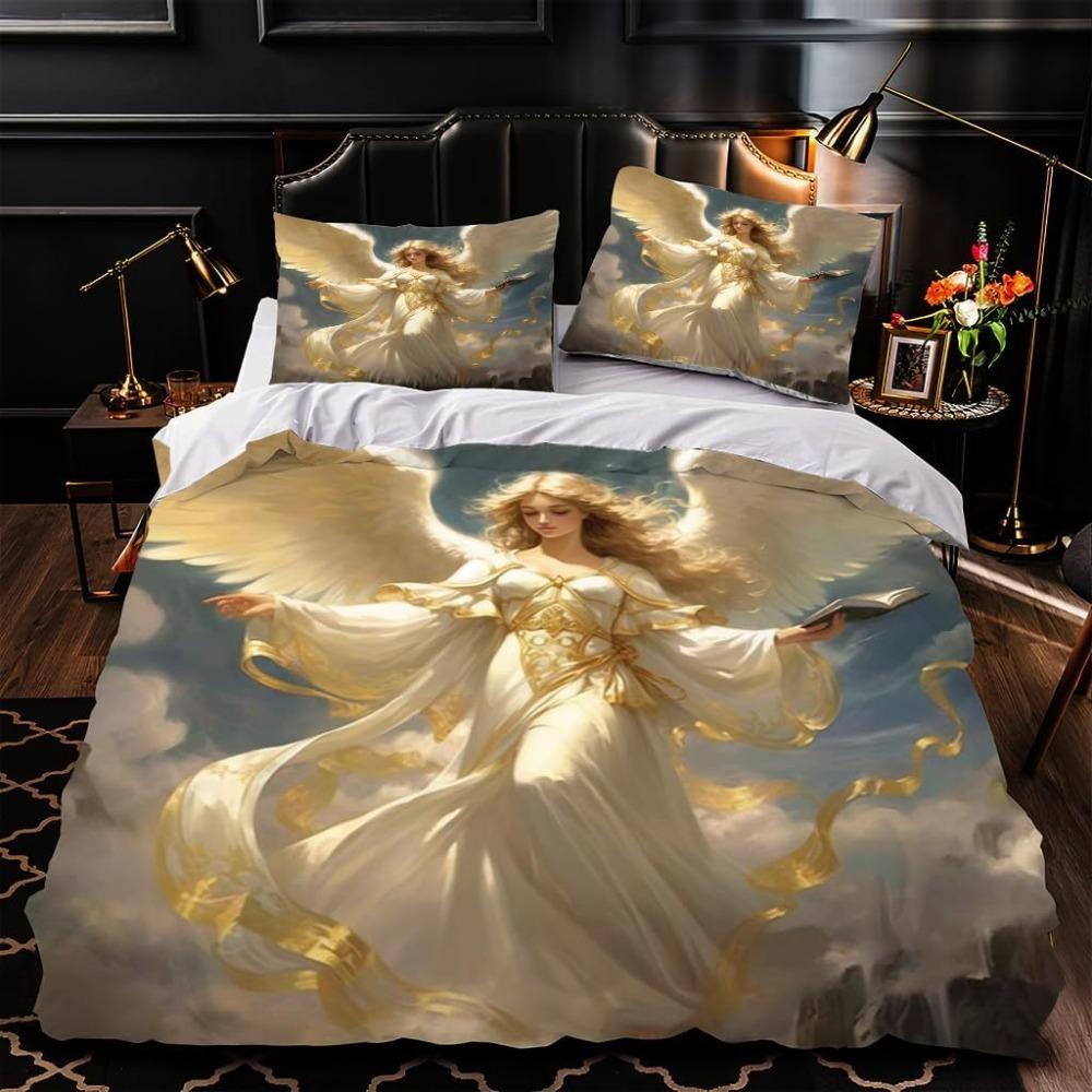 Divine Golden Angel Motif Bed Linen,Microfibre Bedding Sets, Children's Bed Linen  for Teenagers 3D Animal Printed  DuvetCover