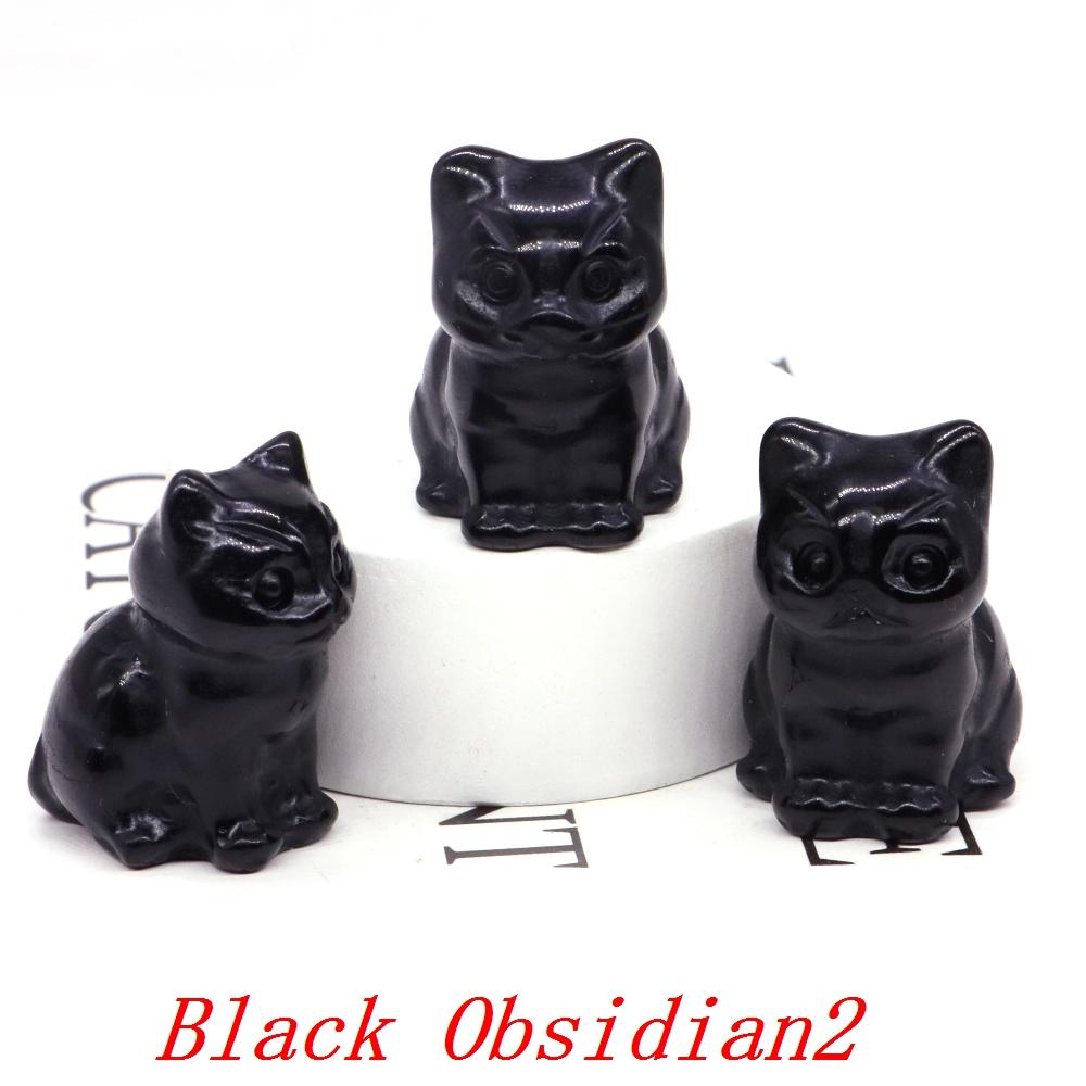 Amethyst Rose Quartz Cute Cat Statue Natural Stone Carved Healing Crystal Animal Figurine Reiki Gemstone Craft Home Decor Gift 1pcs
