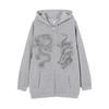 Women's Dragon Print Zipper Hoodie, 2025 European & American Trendy Loose Fleece Jacket
