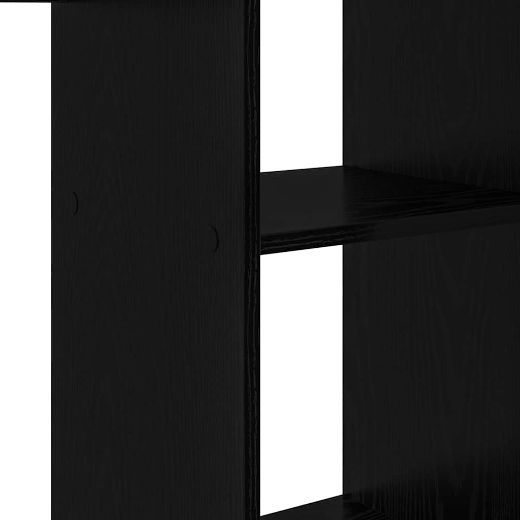 Desk with Shelf Black Oak Effect 142 X 102 X 73 Cm