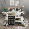 3pcsRustic Cabin Adventure Patchwork Print Duvet Cover Set for Kids Gift 100%Polyester, Soft, Breathable for Bedroom Decoration