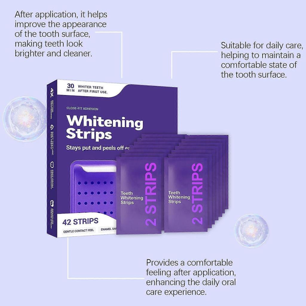 Teeth Whitening Strips-Pack of 42 Strip-Safe for Enamel-Whitening Without Any Harm-Sensitivity Free Dry Strip Technology for Coffee and Other Stains