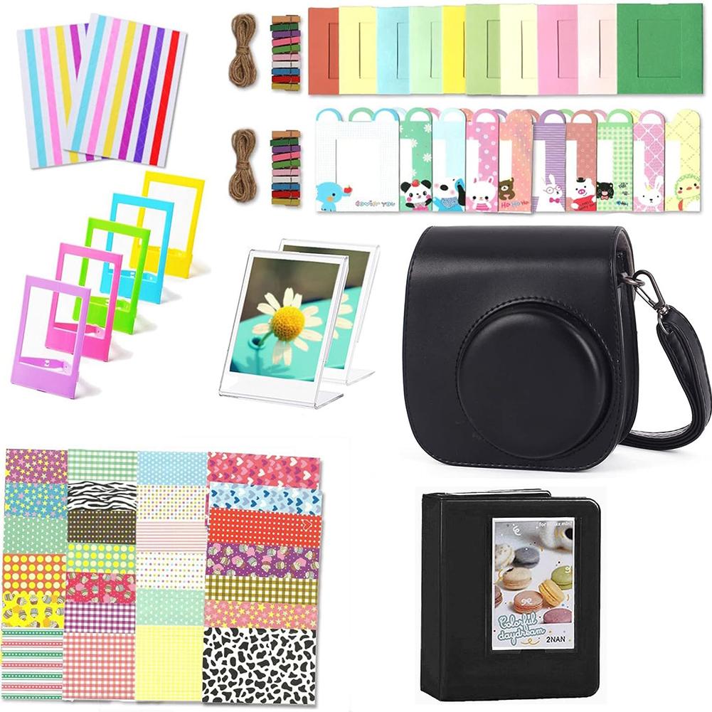 For Instax Mini 12/11/9 PU Leather Camera Case Soft Protective Cover Trave Bag with Shoulder Strap Album Photo Camera Accessorie