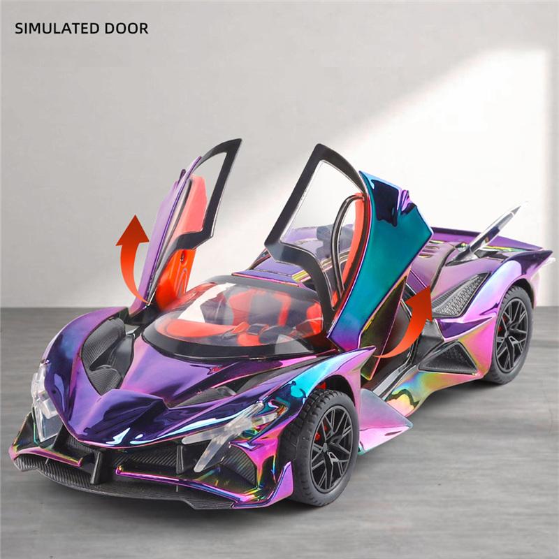 1/24 Apollo Project EVO Alloy Sports Car Model Diecasts Metal Electroplated Racing Car Vehicles Model Sound Light Kids Toy Gift