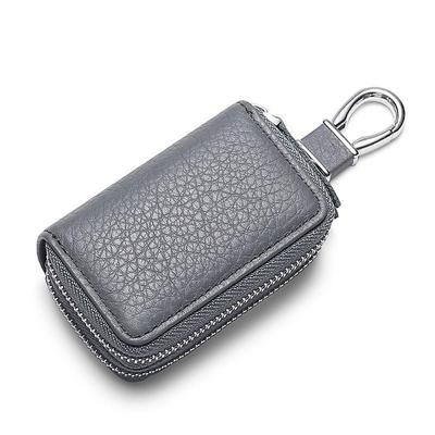 YOREMEI Estuche para Llaves de Hombre, Cuero PU, Estuche para Llaves de Coche con Doble Cremallera, Almacenamiento para 2
