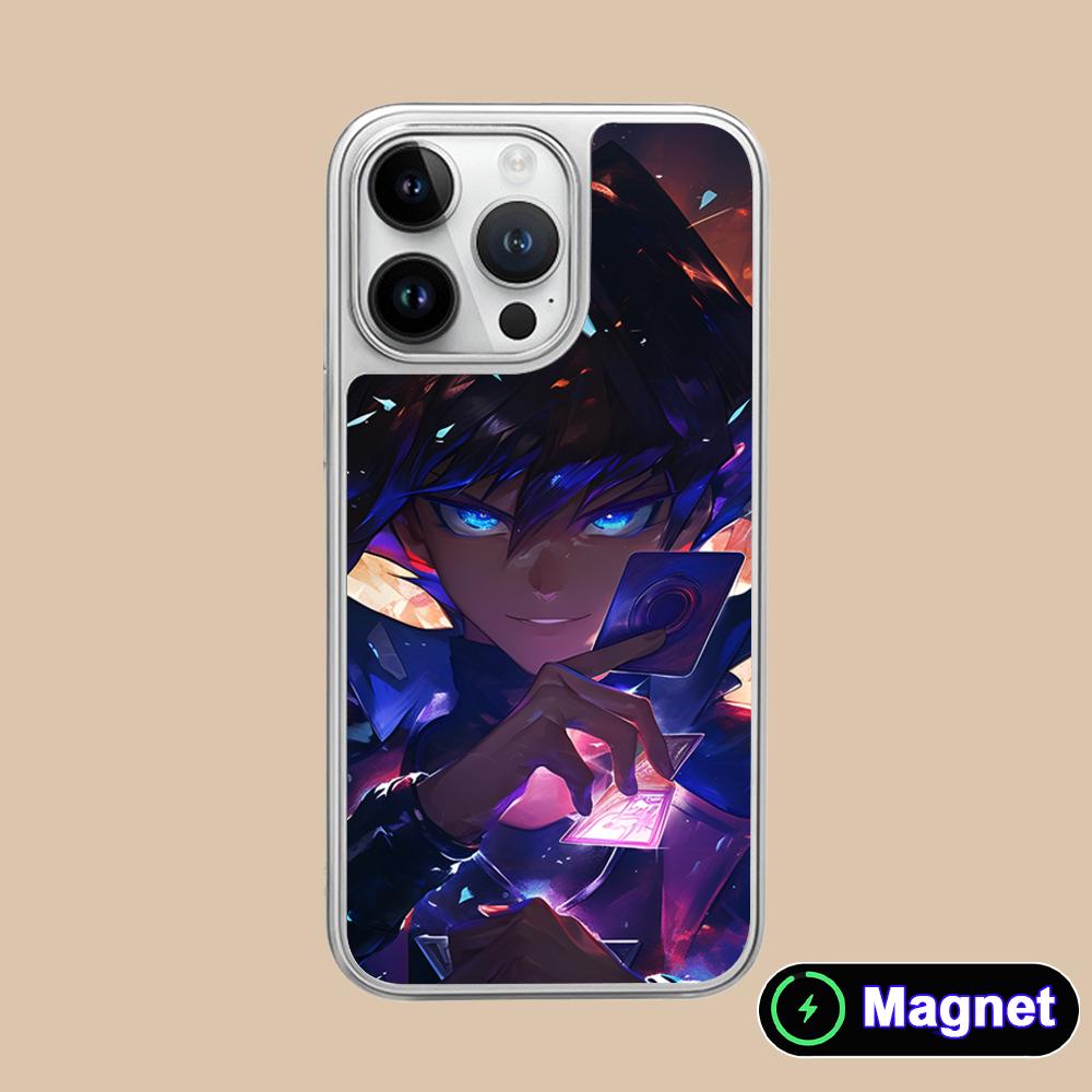 Yugioh Seto Kaiba Phone Case for iPhone 17 16 15 14 13 12 11 Air Pro Max Plus Electroplated Silver Magsafe Cover