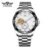 T-WINNER Neue Mode Wasserdichte Mechanische Herren-Automatik-Uhr mit Leuchtzeigern und Edelstahlarmband 3BAR Wasserdichtigkeit