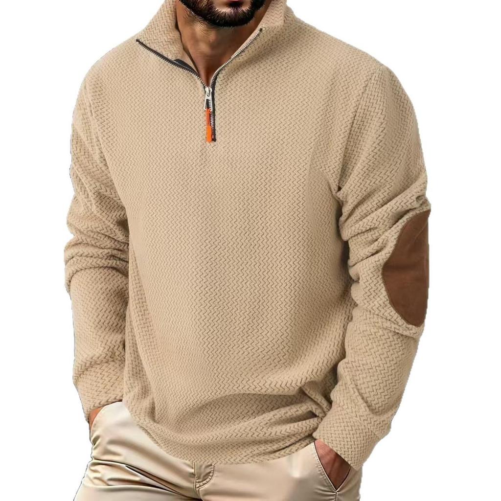 Men's Solid Color Stand Collar Zipper Sweatshirt Hoodie Men's Sports Large Size Casual Sweatshirt