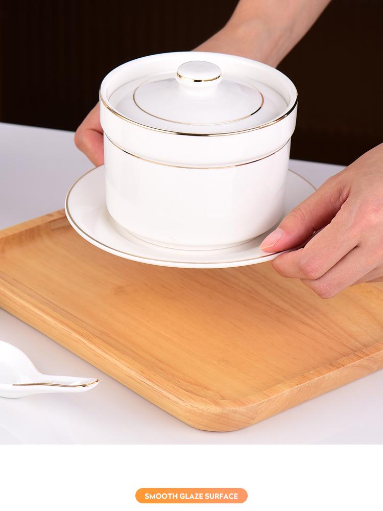 Commercial Ceramic Double Boiler Stew Pot with Lid - Single-Serve Egg Custard & Dessert Cup for Home or Restaurant Use