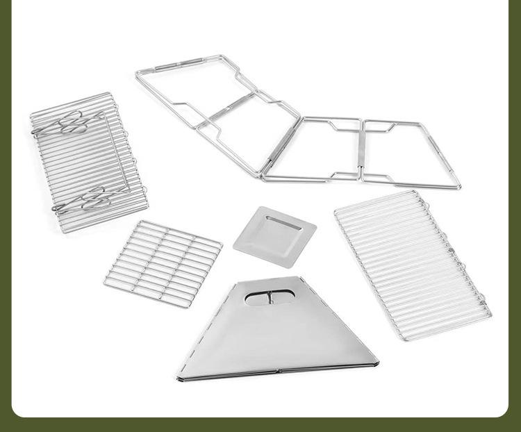 Portable Stainless Steel Folding BBQ Grill and Wood Stove for Outdoor Camping