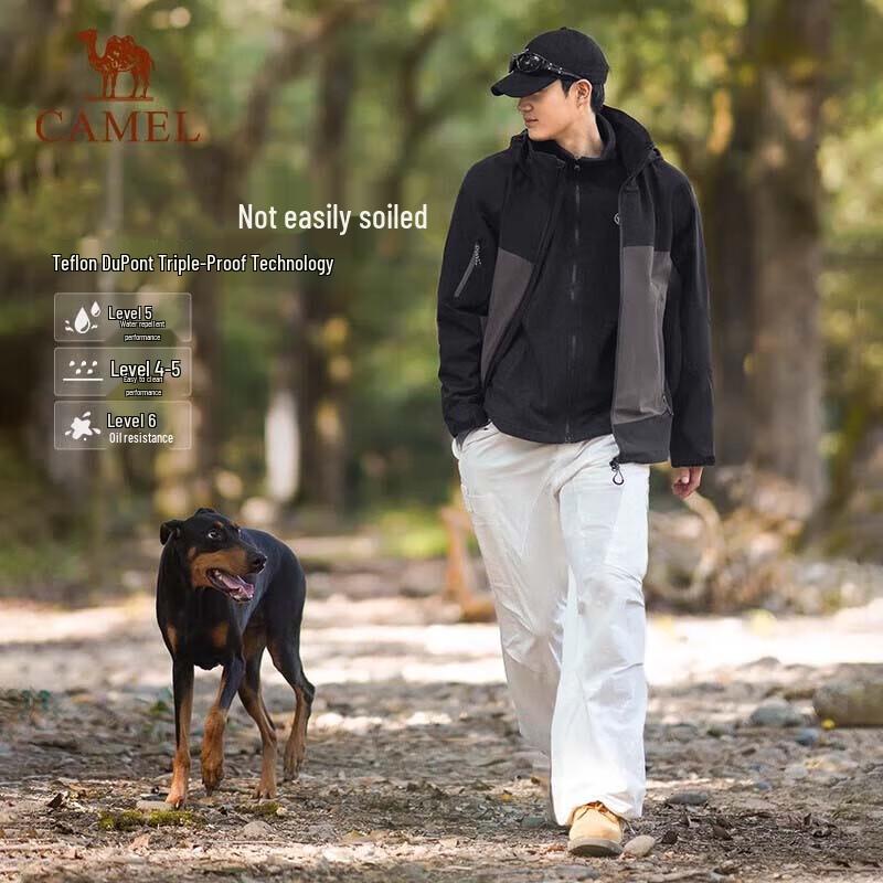 Camel Unisex Fleece 3-in-1 Color-block Jacket