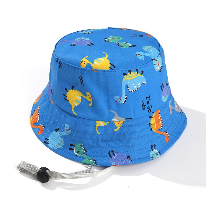 Cartoon Dinosaur Print Baby Bucket Hat Summer Outdoor Kids Boys Girls Sun Hat Cute Toddler Outdoor Beach Fisherman Cap
