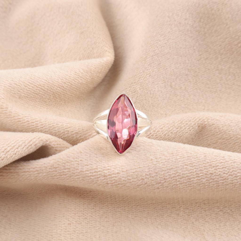 Rosa Turmalin Ädelsten 925 Sterling Silver Smycken Handgjorda Trendiga Ring RR-23-6
