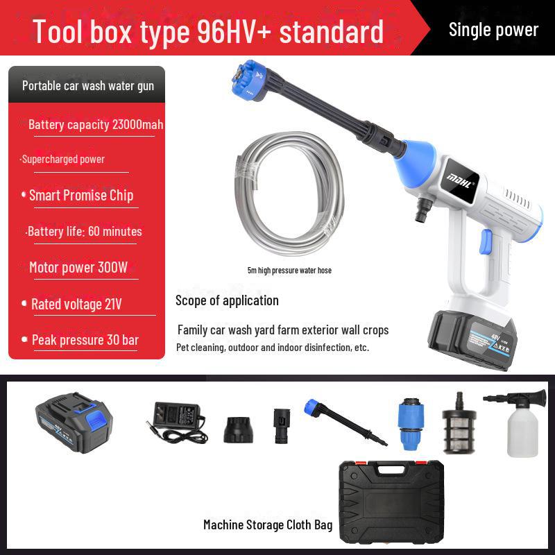 Rechargeable High-Pressure Wireless Car Wash Spray Gun with Lithium Battery